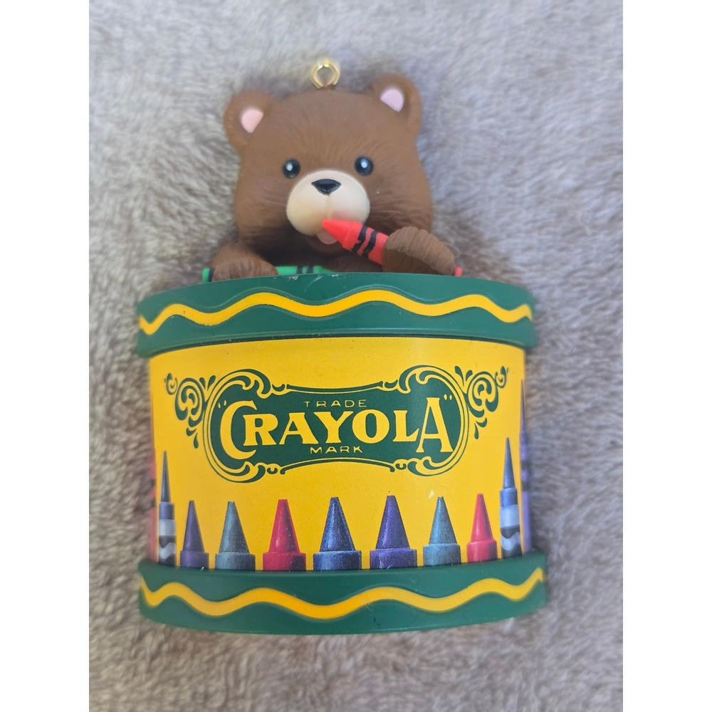 Vintage 1992 Crayola Bear in Crayon Tin Christmas Ornament Binney & Smith